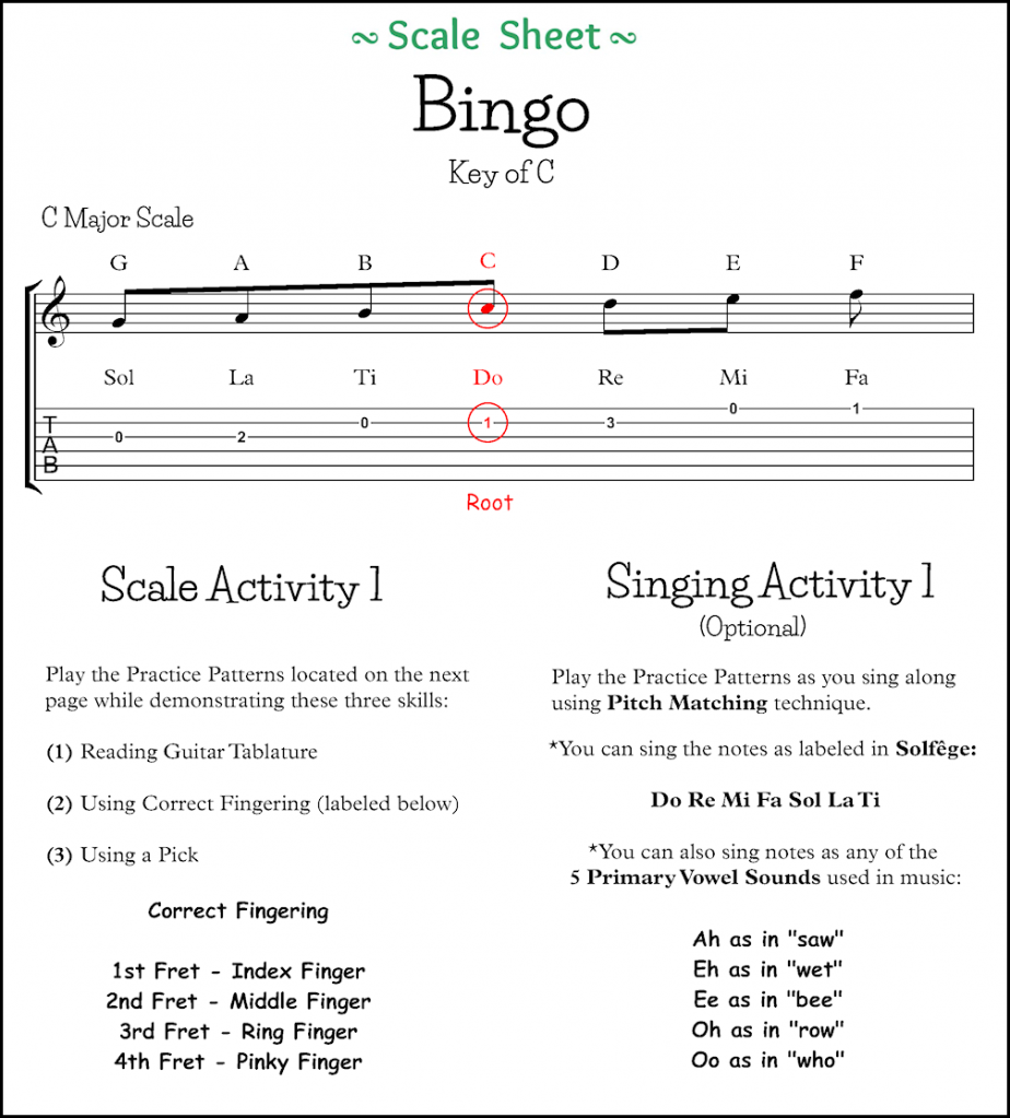 Bingo Scale Sheet Page 1 Bingo Scale Sheet Page 1